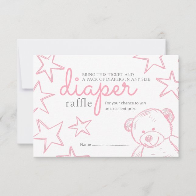 Invitation Poitrine de Baby shower de couche minimale rose en (Devant)