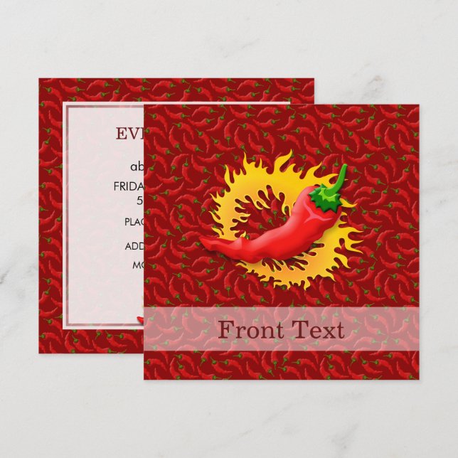 Invitation Poivre avec flamme (Devant / Derrière)