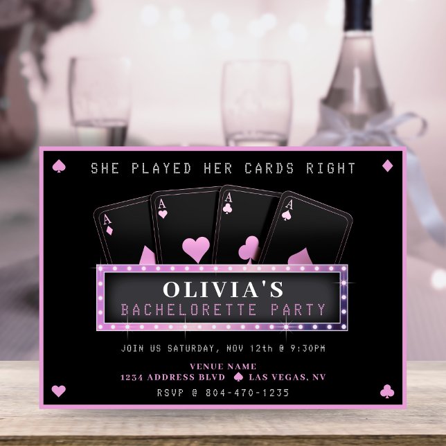 Invitation Poker Aces rose et noir Bachelorette Party (Créateur téléchargé)