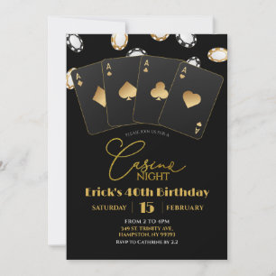 Invitation Poker Card Casino Nuit 40e 50e Anniversaire Adulte