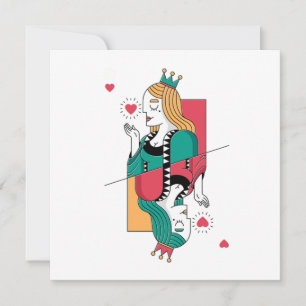Invitation Poker Queen Heart Places Casino Gambling Gi