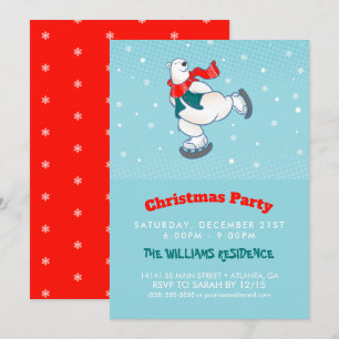 Invitation Polar bear on ice skates