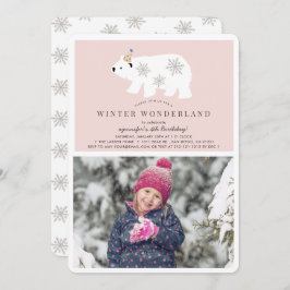 Invitation Polar Bear Winter Wonderland Photo Rose Anniversai