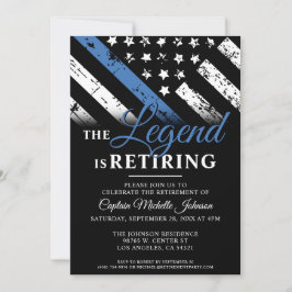 Invitation Police Agent Mince Blue Line Retraite Party