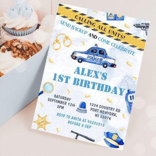 Invitation Police Boy 1er anniversaire fête