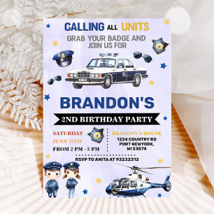 Invitation Police Boy 2e fête d'anniversaire