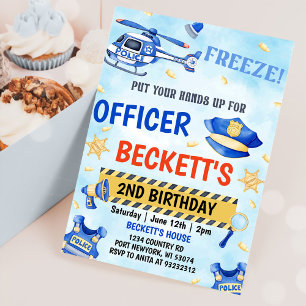 Invitation Police Boy 2e fête d'anniversaire