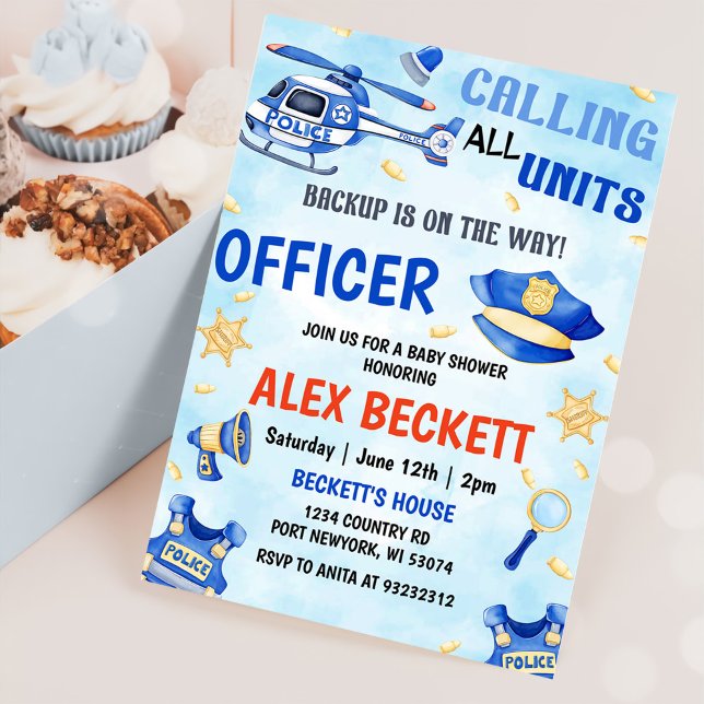 Invitation Police Boy Baby shower Party (Créateur téléchargé)