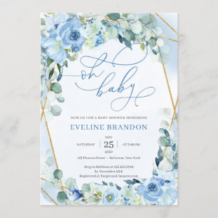 Invitation Police de calligraphie moderne Baby shower floral 