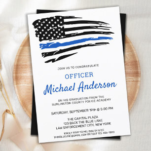 Invitation Police Graduation Academy Thin Blue Line Party