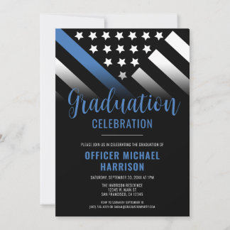Invitation Police Graduation Party Blue Line Police Enforceme