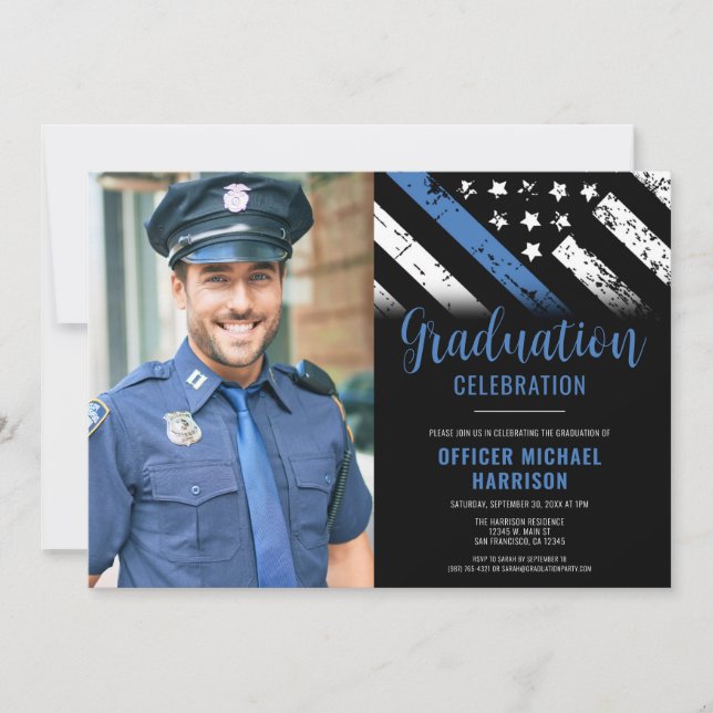 Invitation Police Graduation Party Police Application de la l (Devant)