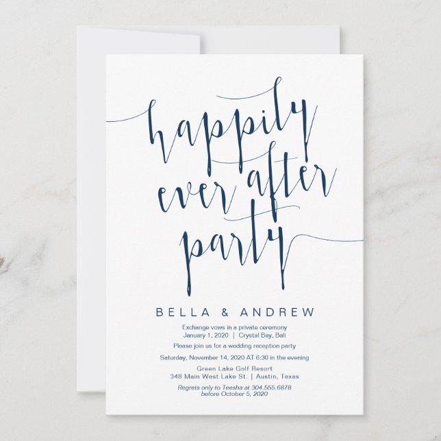 Invitation Police moderne bleu marine éditable, Mariage en fu (Devant)