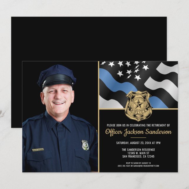 Invitation Police Officier de retraite police application de  (Devant / Derrière)