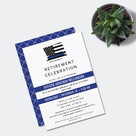 Invitation Police Officier Parti de retraite Mince Ligne bleu