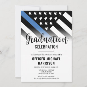 Invitation Police Police Police Graduation Party Ligne bleue