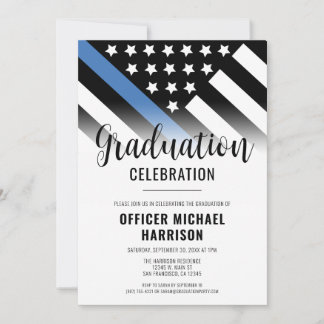 Invitation Police Police Police Graduation Party Ligne bleue