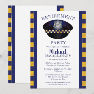 Invitation Policier | Police | Parti de retraite Casquette de