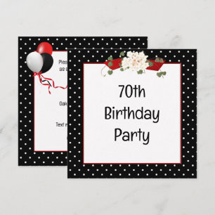 Invitation Polka Dot 70e fête d'anniversaire