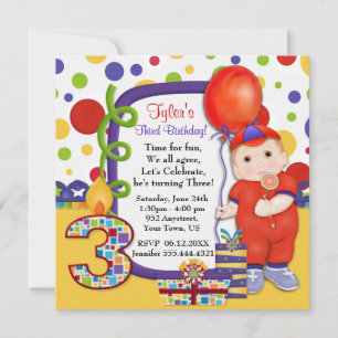 Invitation Polka Dot Circus Troisième anniversaire
