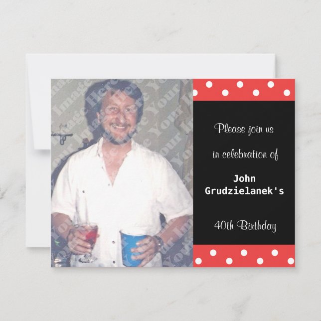 Invitation Polka Dot Et La Bulle Rouge Célébration Du 40E Ann (Devant)