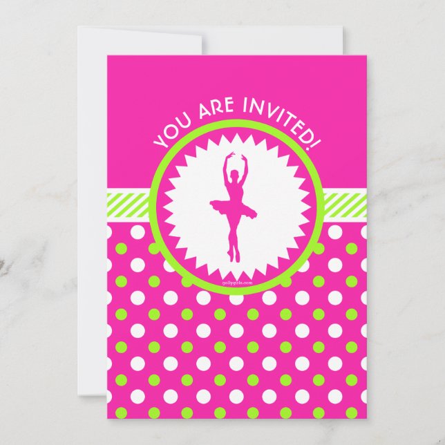 Invitation Polka-Dots vert rose pour danseur personnalisé (Devant)