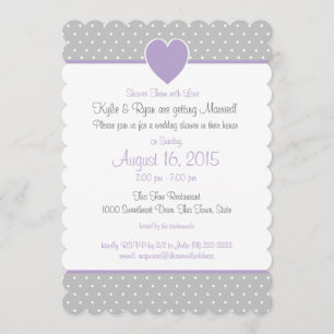 Invitation Polka point Sweet Heart Grey and Purple