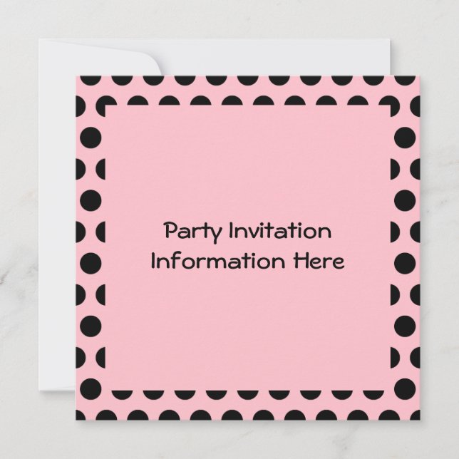 Invitation Polka rose et noir blanc (Devant)