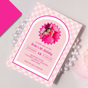 Invitation Poll rose Retro Laissons Aller Fête Anniversaire P