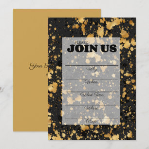 Invitation polyvalente à remplir en noir et or