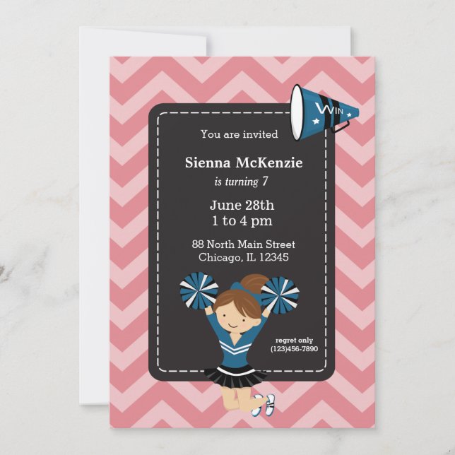 Invitation Pom-pom girl, choisissez votre propre couleur arri (Devant)