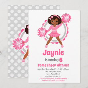 Invitation Pom-pom girl rose - Anniversaire afro-américain