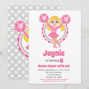 Invitation Pom-pom girl rose - Blonde Girls Cheer Anniversair