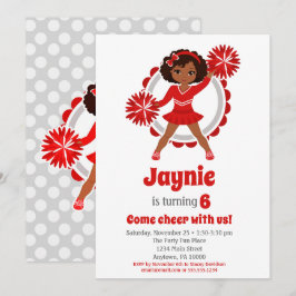 Invitation Pom-pom girl rouge - Anniversaire afro-américain