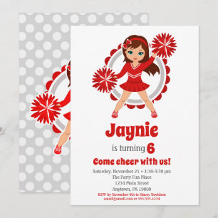 Invitation Pom-pom girl Rouge - Brunette Girls Cheer Annivers