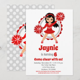 Invitation Pom-pom girl Rouge Filles de cheveux noirs Cheer A