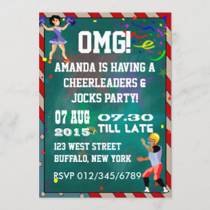 Invitation Pom-Pom Girls et Athlètes Tableau Noir