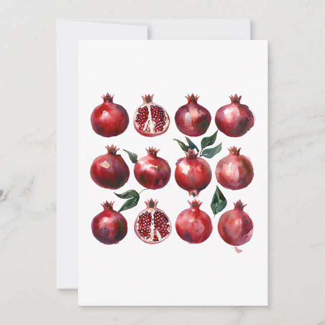 Invitation Pomegranate Watercolor Art (Devant)