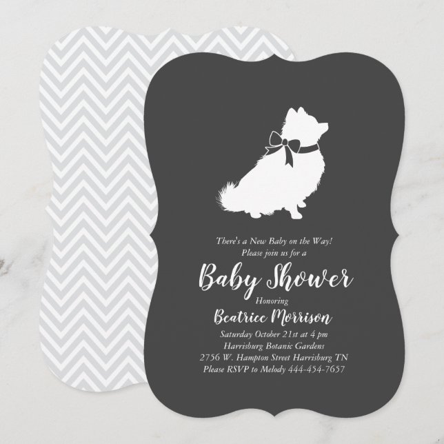 Invitation Poméranie Chien Baby Douche Genre Neutre (Devant / Derrière)