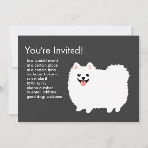 Invitation Poméranien blanc et duveteux