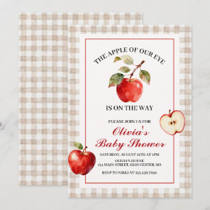 Invitation Pomme de nos yeux Baby Shower carreaux automne