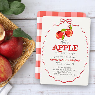 Invitation Pomme de nos Yeux Fille au Nœud Rouge 1er Annivers