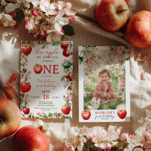 Invitation Pomme de nos yeux Floral Automne photo Premier ann