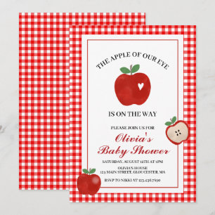 Invitation Pomme de nos yeux gingham rouge Baby Shower