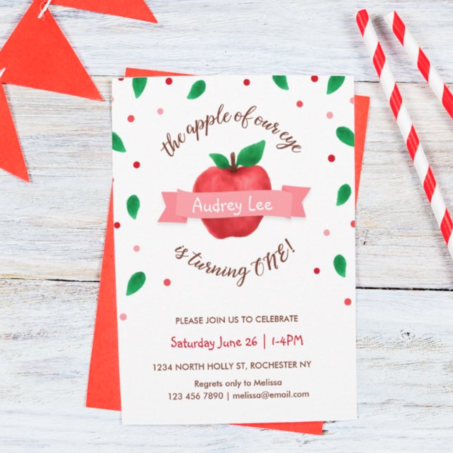 Invitation Pomme de nos yeux Première fête d'anniversaire (Créateur téléchargé)
