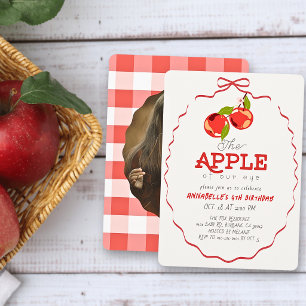 Invitation Pomme de nos Yeux Ruban Rouge Photo Fille Annivers