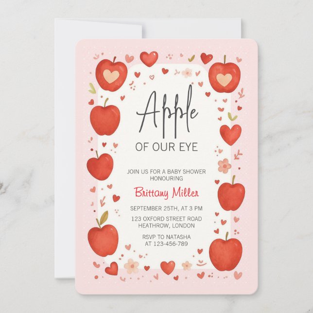 Invitation Pomme de notre Baby shower de chute de l'oeil (Devant)