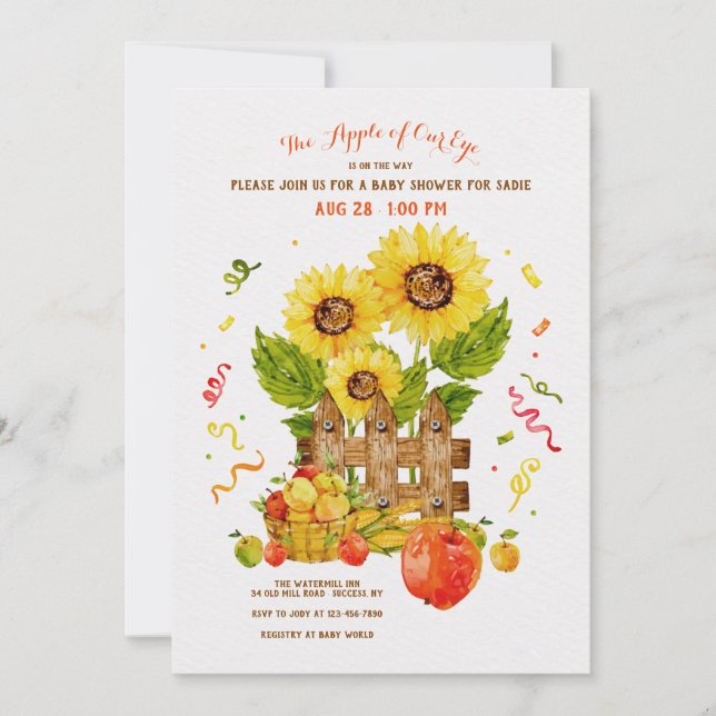 Invitation Pomme de notre Baby shower oculaire (Devant)