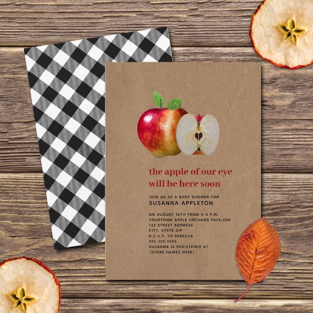 Invitation Pomme De Notre Oeil Automne Plaid Baby shower (Créateur téléchargé)