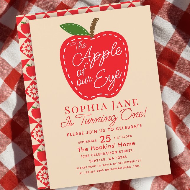 Invitation Pomme de notre oeil mignon enfants 1er anniversair (Créateur téléchargé)